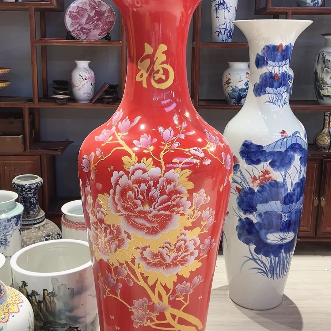 祥***洲陶瓷景德镇陶瓷花瓶1.3米一对