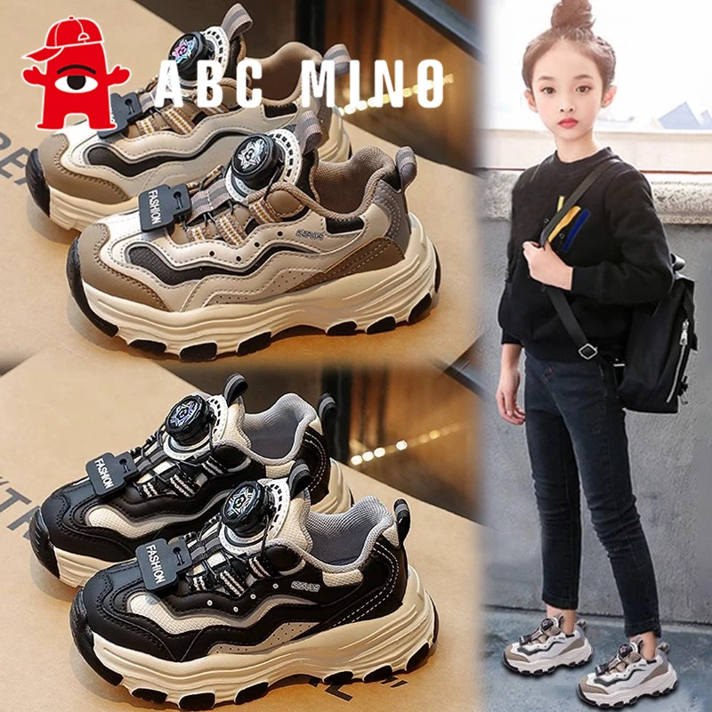 ABC MINO童鞋女童2025夏季新款旋转纽扣运动鞋女孩软底百搭跑步鞋