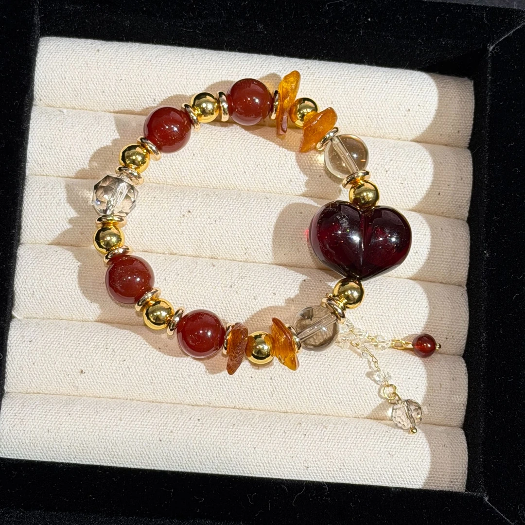 《琥珀流光》A493天然玛瑙原创设计款手串多样性发一