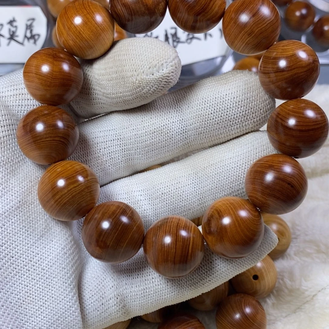 柏木手串/手链微微瑕南太行陈化崖柏手串红油1.8