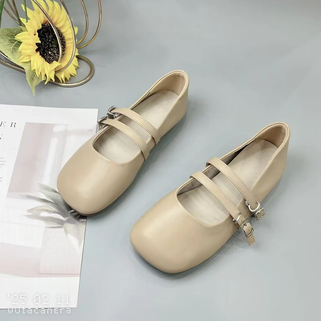 A3703 新款百搭气质方头平底浅口软底玛丽珍单鞋