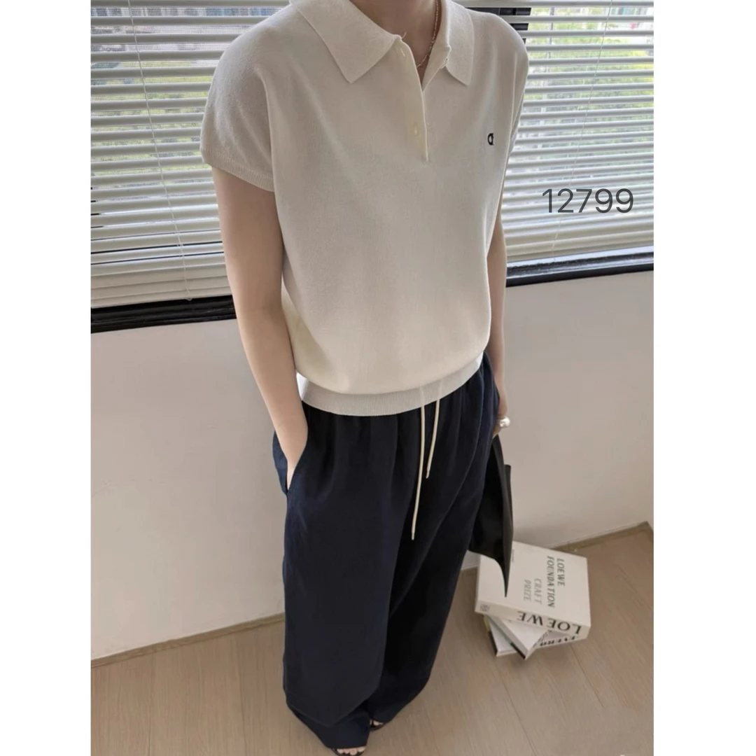 12799（部分无水洗唛，介意慎拍）WANGDAN新款翻领刺绣短袖