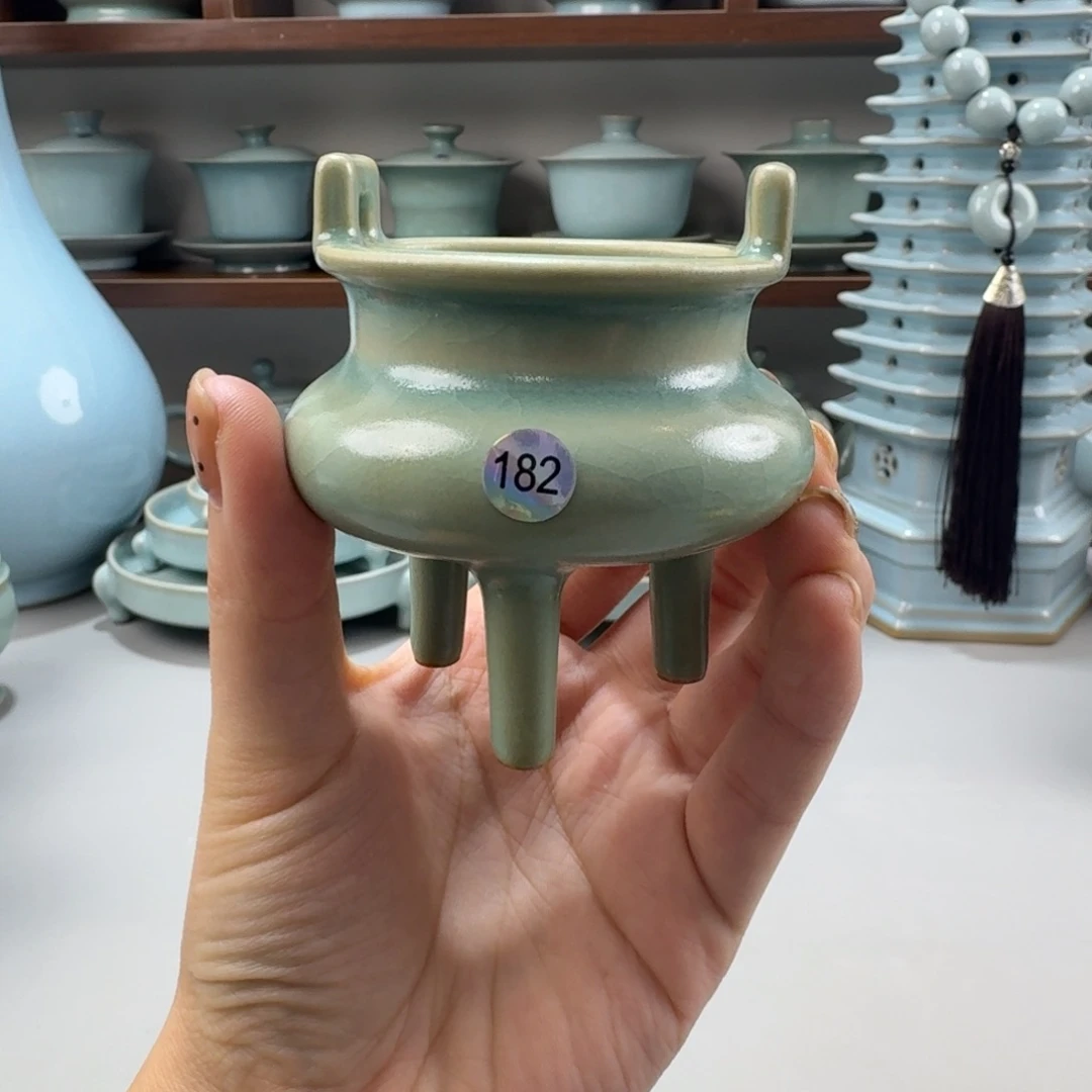 摆件二级仿古釉线香炉