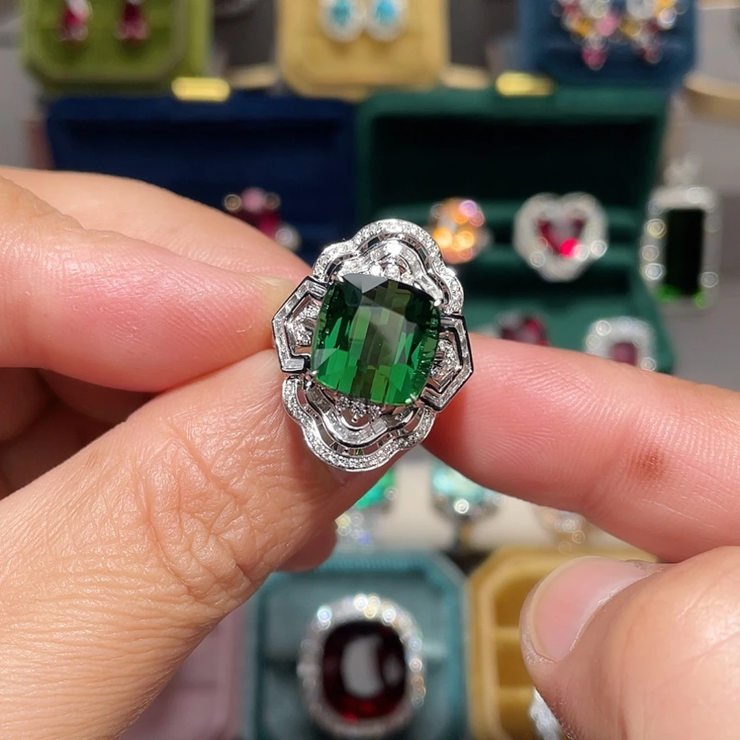 碧玺戒指18K金镶嵌9.07ct