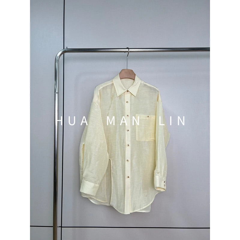 【花满林】翻领正门襟单边口袋桑蚕丝丝麻长袖上衣255904