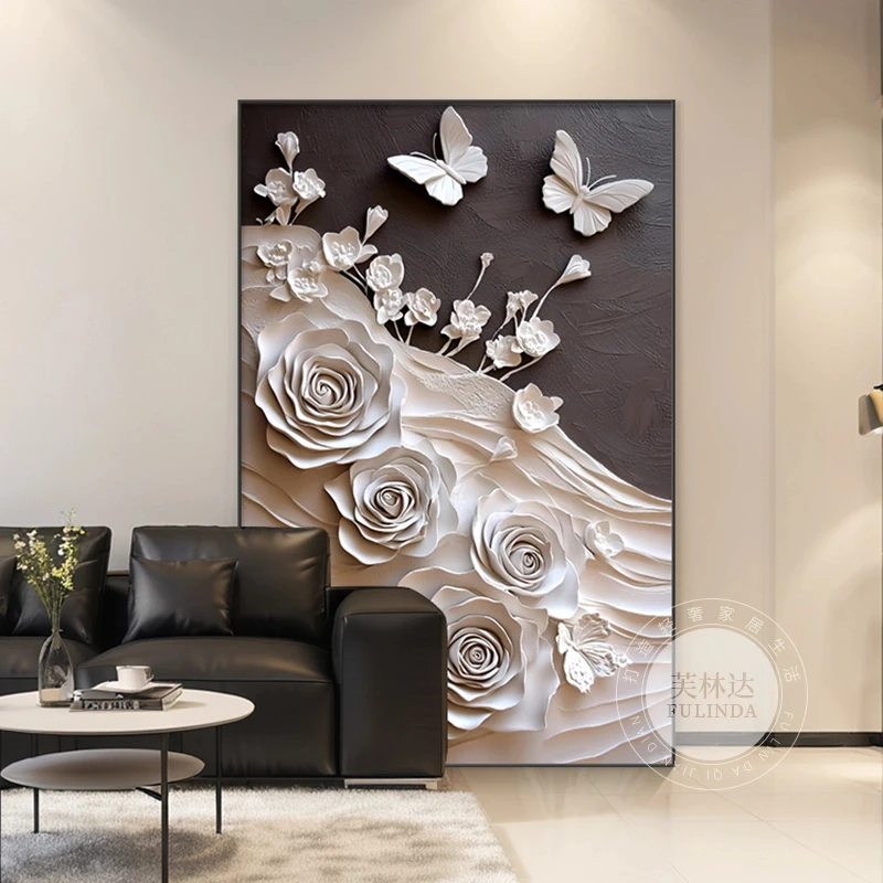 芙林达花卉蝴蝶客厅装饰画装饰画高档艺术玄关壁画沙发背景墙挂画
