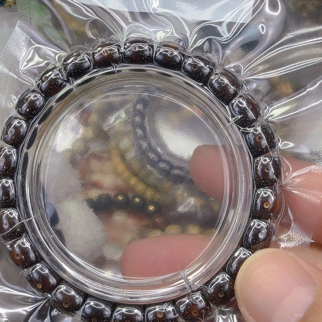 星月菩提手串5灭火糯冰黑金星月菩提单圈9×8直切