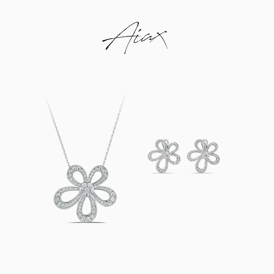 AIAX 925银 流光风 时尚小众百搭简约气质花花项链TSJ9416