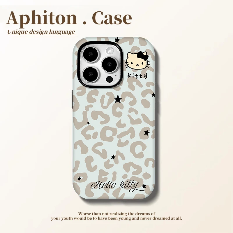 奥菲顿雾霾蓝豹纹KT适用苹果17菲林二合一16手机壳华为vivo小米15