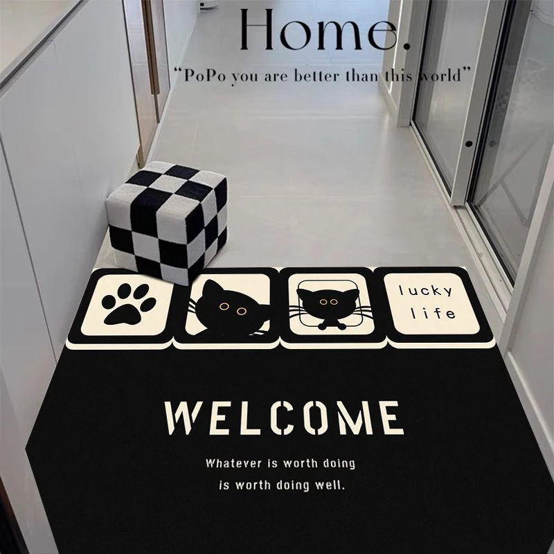 家用进门玄关脚垫硅藻泥卡通入户门垫吸水速干防滑轻奢地垫可裁剪