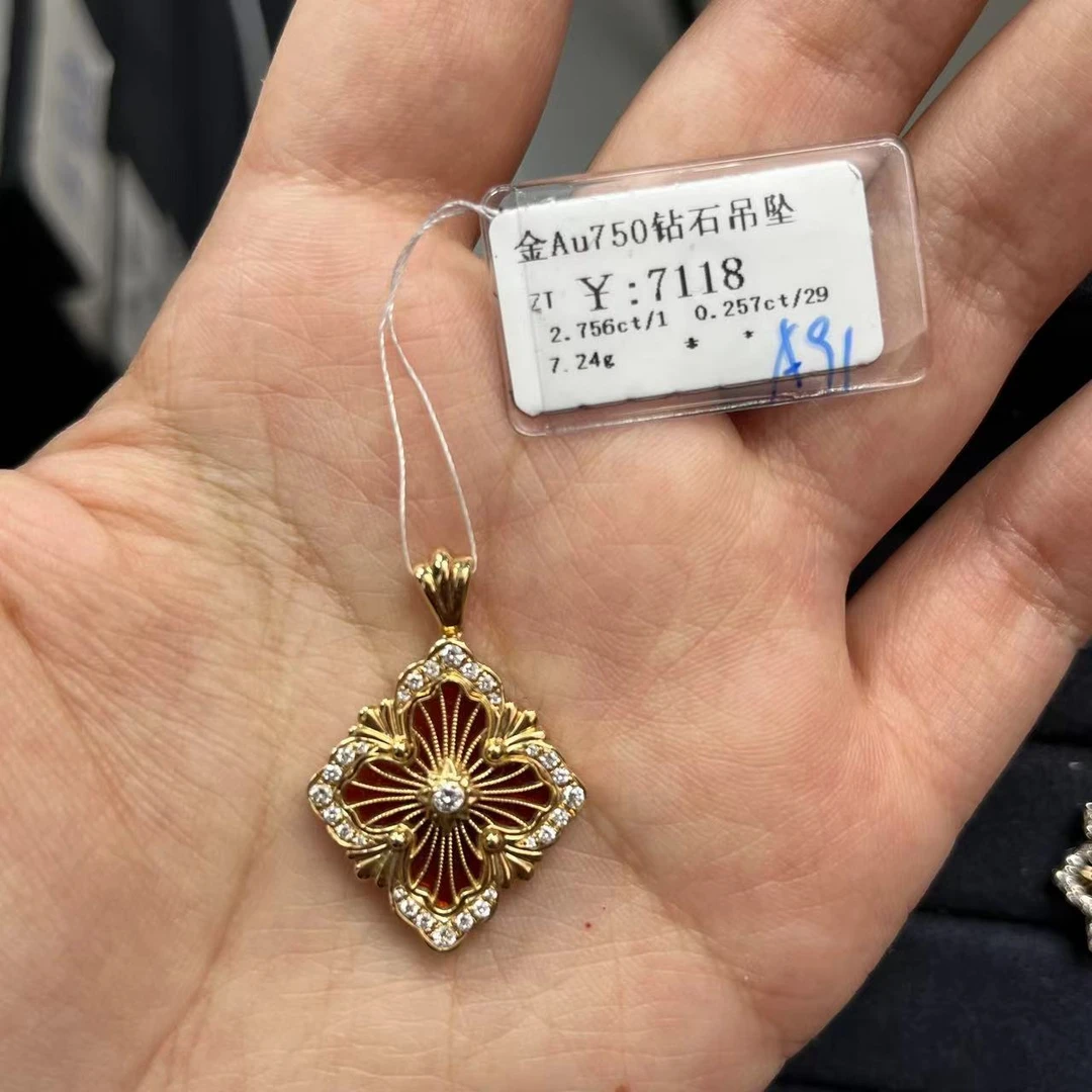 18k金AU750吊坠殿堂K黄商家编码A91