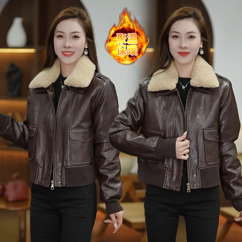 小个子穿搭羽绒皮衣女2025秋冬季新款洋气减龄短款毛领皮夹克通勤