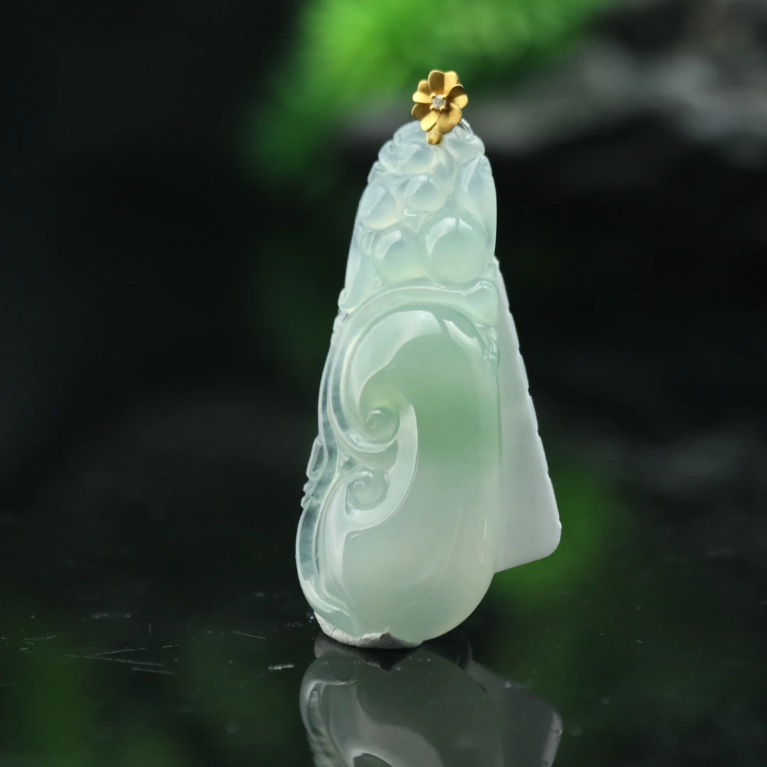 FC7天然缅甸翡翠A货18k如意/600428/保利厦门拍卖