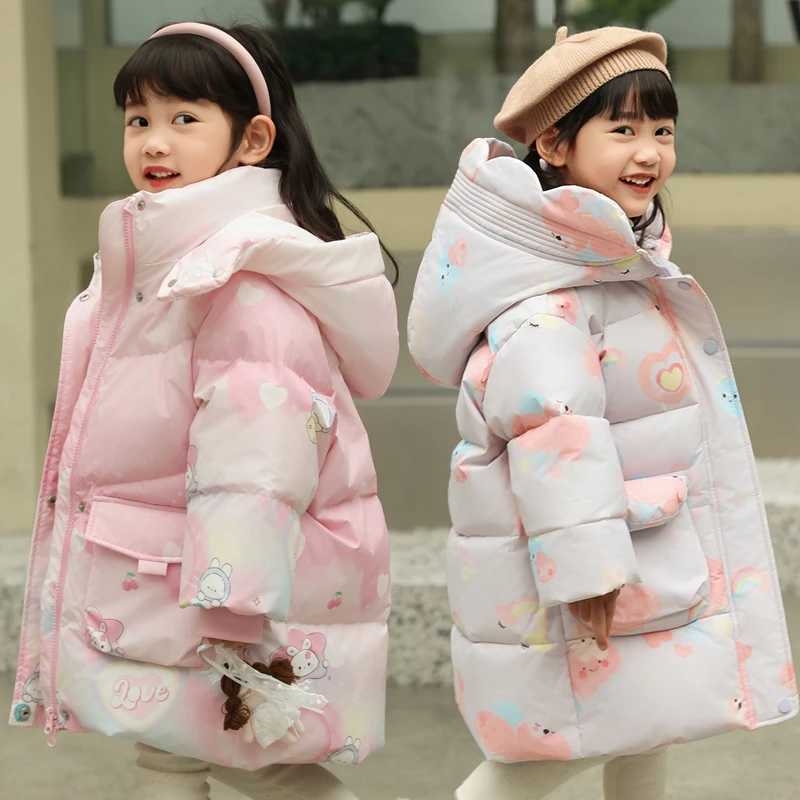 儿童羽绒服女小童新款童装洋气宝宝加厚外套中长款冬季免洗防寒服
