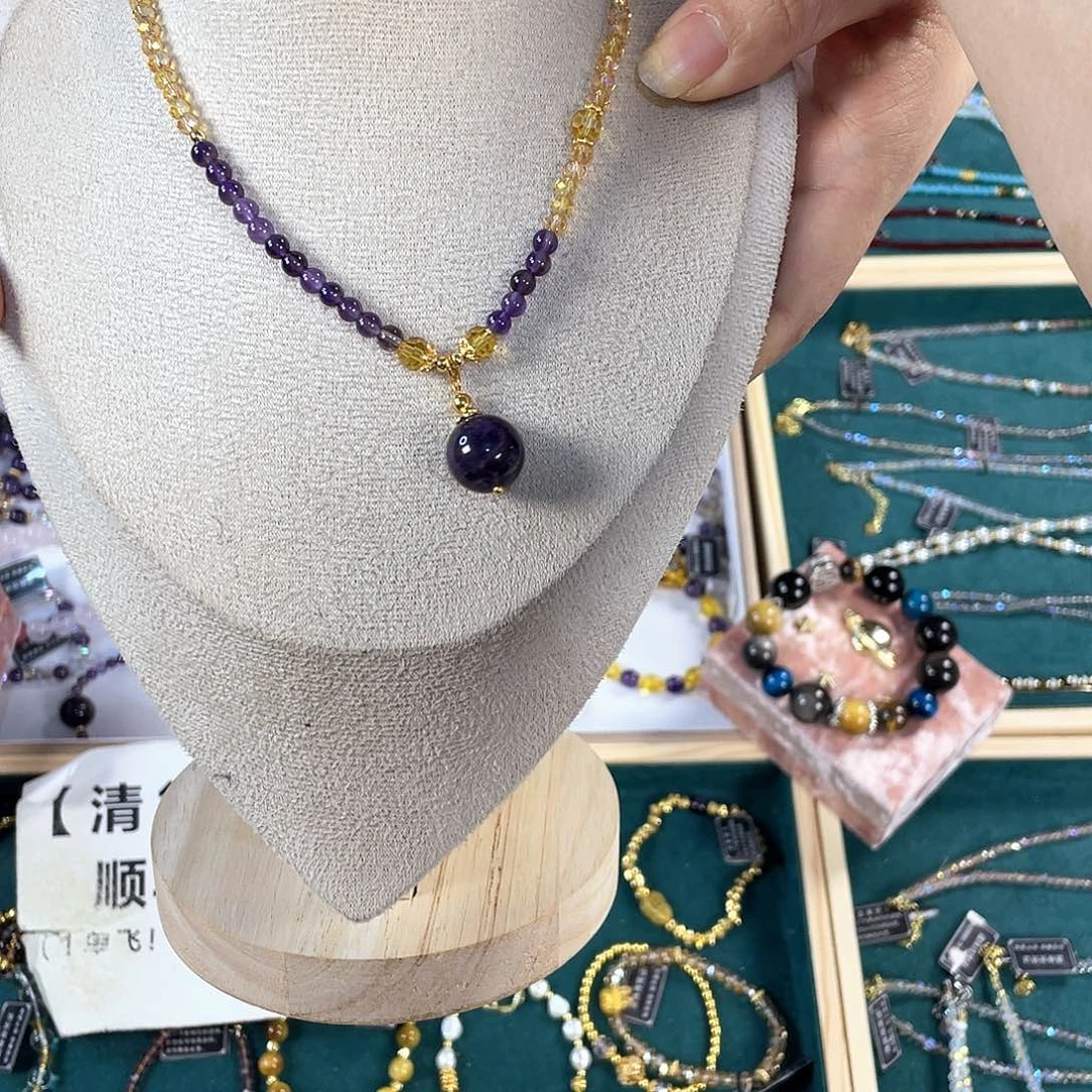 水晶手链银S925镀金镶嵌