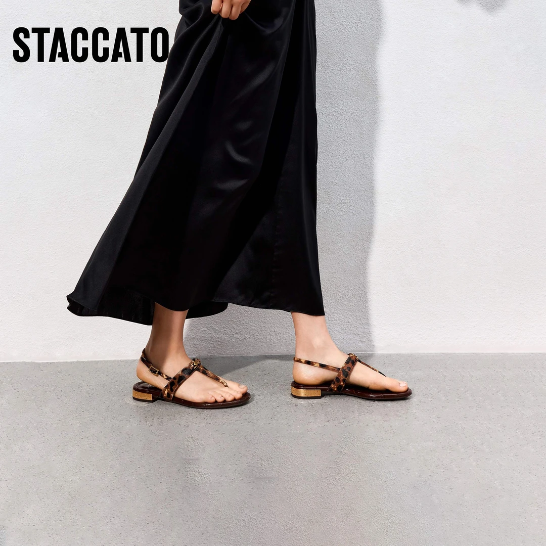 思加图2025新款时尚夹脚人字拖平底鞋低跟凉鞋女凉鞋EDU19BL5