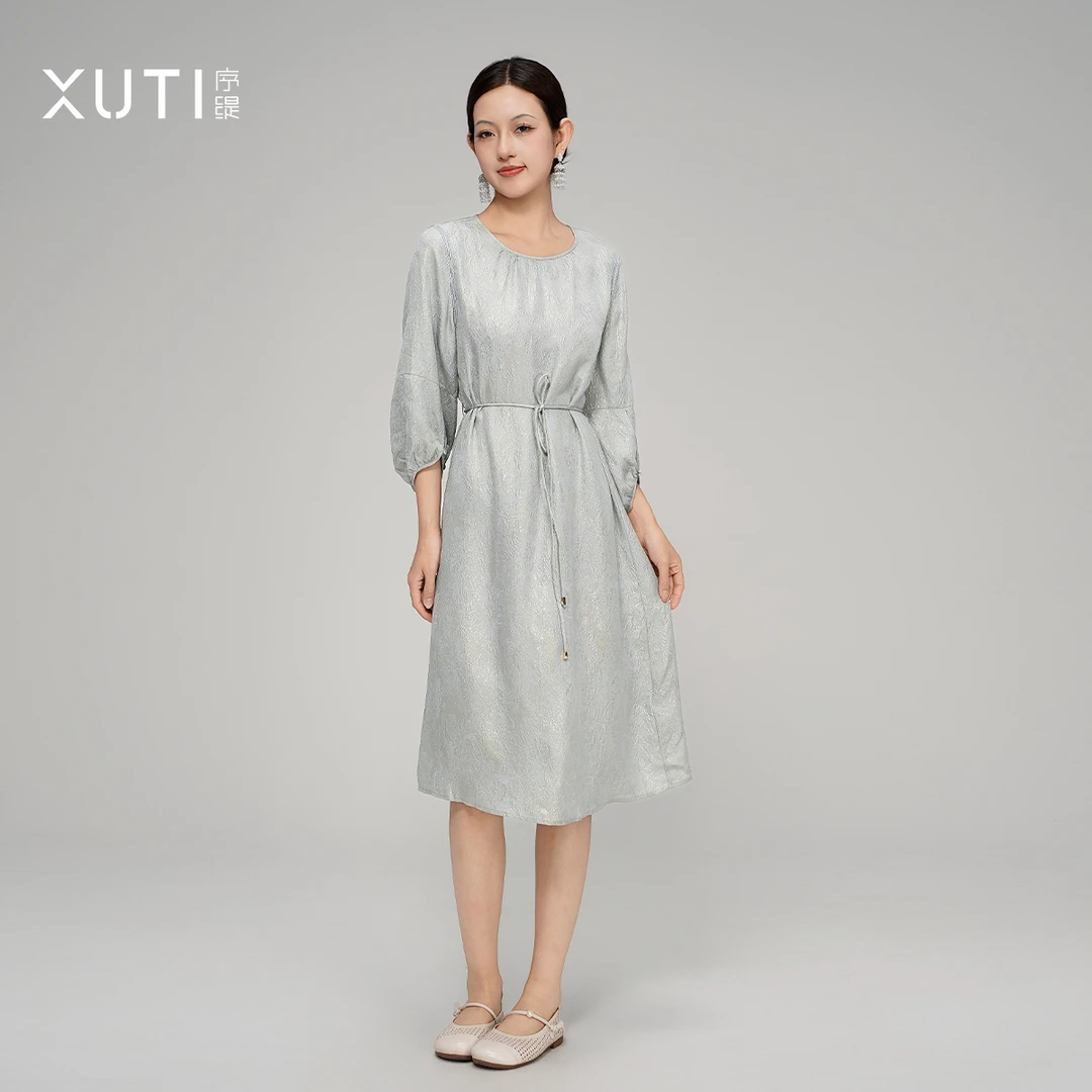 序缇春夏新款国风新中式女装桑蚕丝连衣裙H117-12296