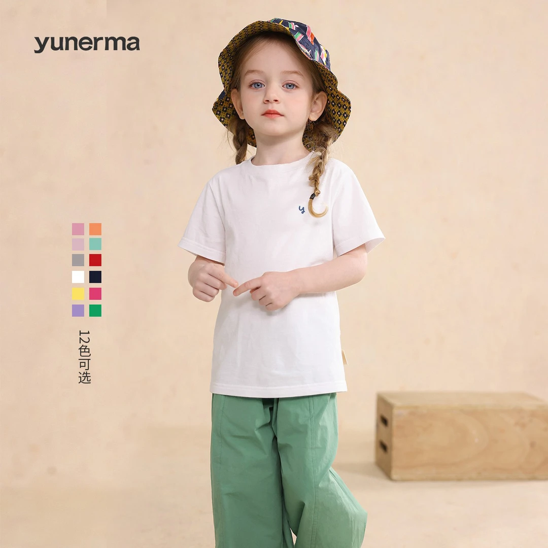 允儿妈女童春夏经典糖果色刺绣短袖T恤宝宝儿童夏季洋气时髦上衣