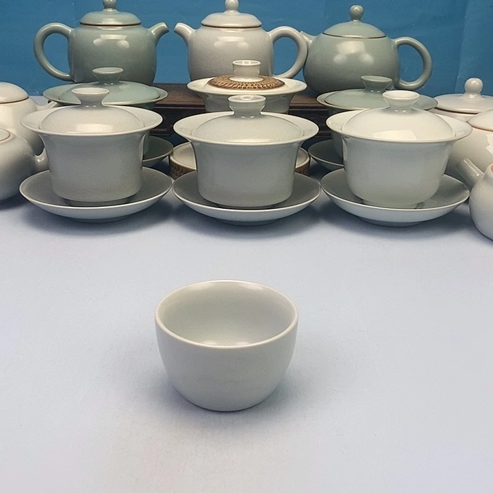 杯仿古月白荷花杯原矿原釉原产地