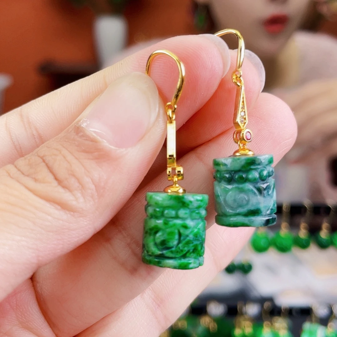 翡翠银S925镶嵌耳饰