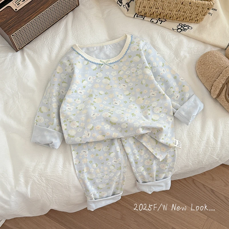 儿童秋衣秋裤套装纯棉春秋男童女孩内衣宝宝a类全棉打底睡衣家居