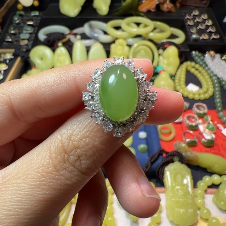 和田玉（碧玉）颈饰银S925镶嵌