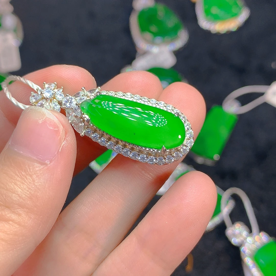 翡翠银S925镶嵌挂件