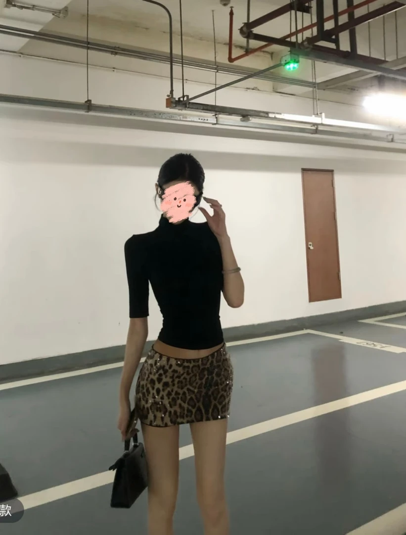 基础的神性感显瘦百搭微微透半袖打底衫上衣豹纹半裙