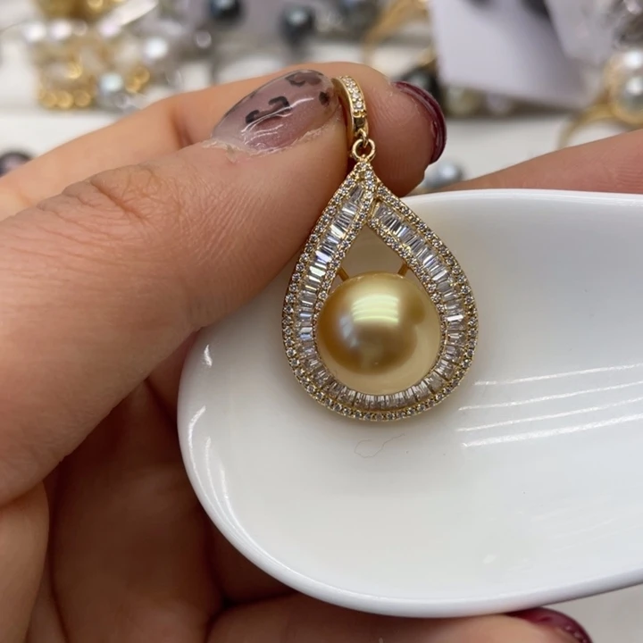 海水珍珠吊坠(不含链)银S925镶嵌