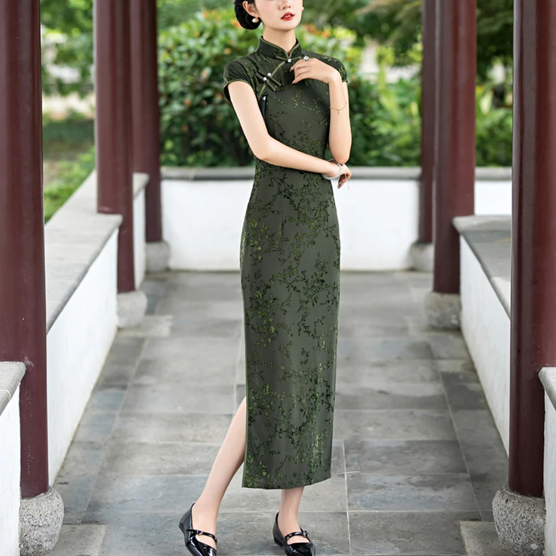 高端新中式绝美旗袍2025新款夏季民国风日常可穿长款晚礼服老上海