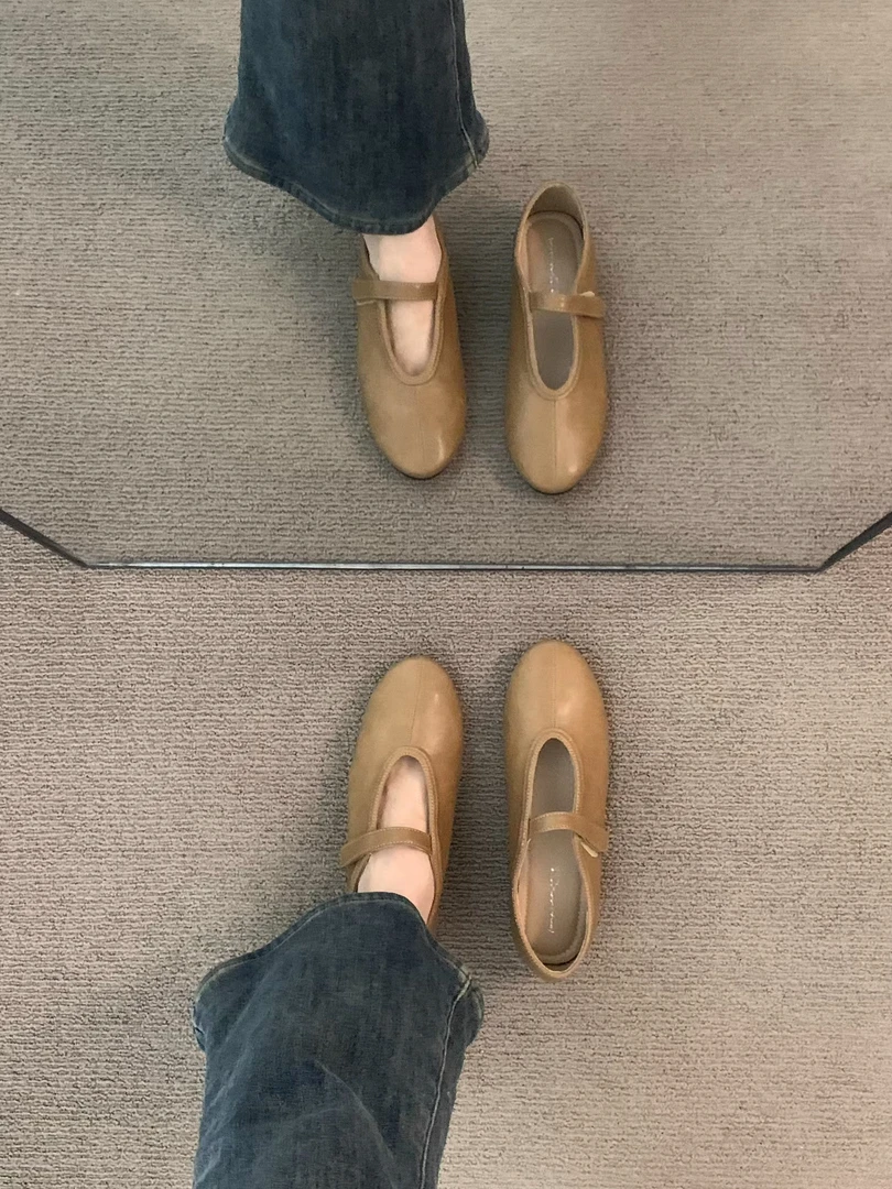 复古小众猪鼻子玛丽珍鞋2025春秋新款晚晚方头软底勃肯鞋芭蕾单鞋