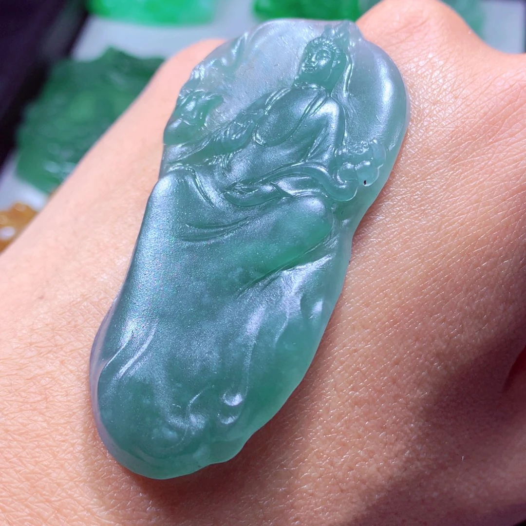 定制翡翠未镶嵌天然翡翠A货毛货挂件