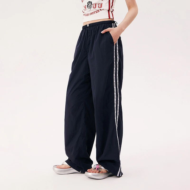 【设计师JOO系列】CHUU夏季女装印花设计拼接松紧腰慵懒风休闲裤