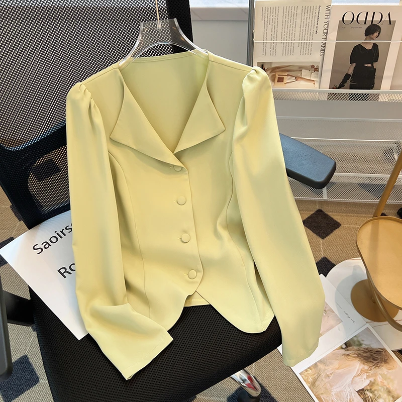 17088（14）胖mm韩版大码女洋气西装领开衫长袖薄