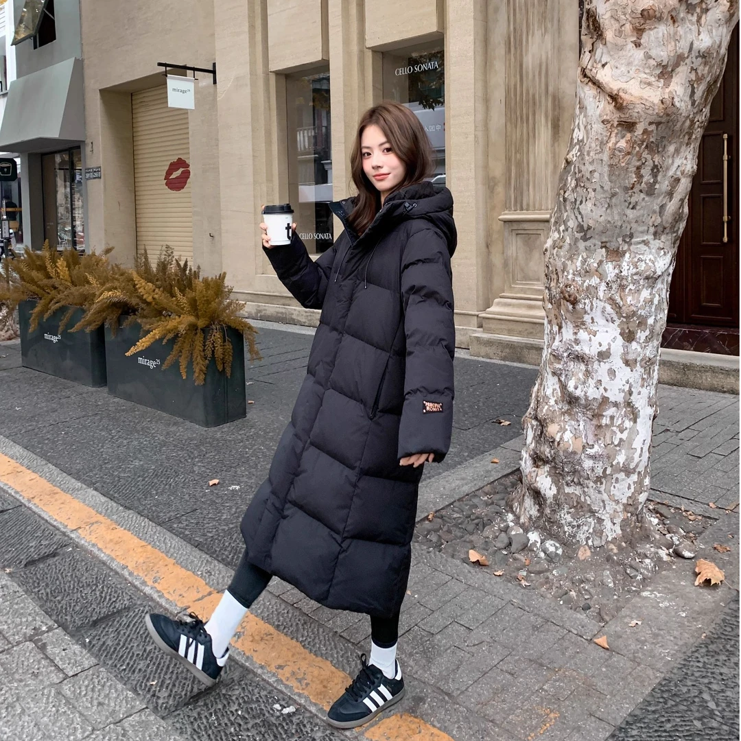 【300克抗寒】冬季新款黑尊高端蓄热过膝连帽长款男女装羽绒服外套
