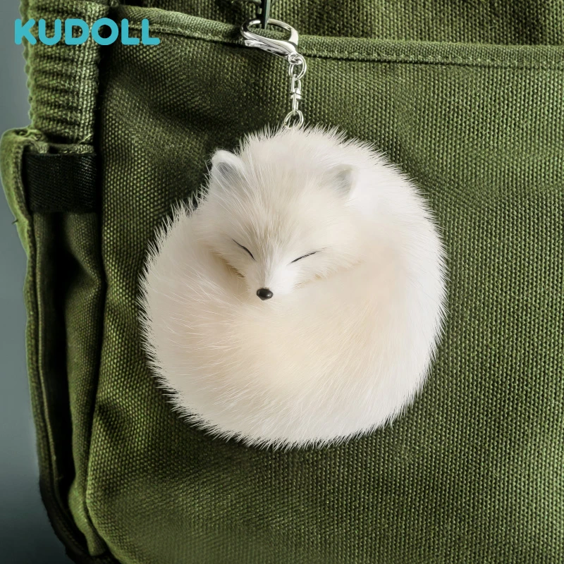KUDOLL库岛玩偶纯手工仿真貂毛白狐挂件狐狸包挂装饰礼物