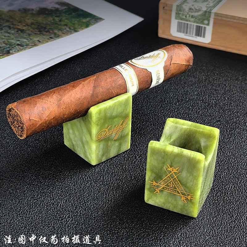 雪茄烟托玉石大口径烟槽便携式雪茄持灰器个性创意小巧雪茄支架托