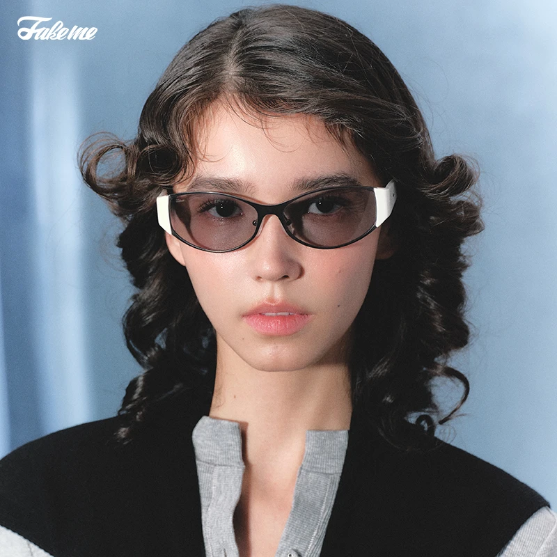 Fakeme(达人专属)个性拼接板材太阳镜墨镜椭圆女百搭极简风 loon