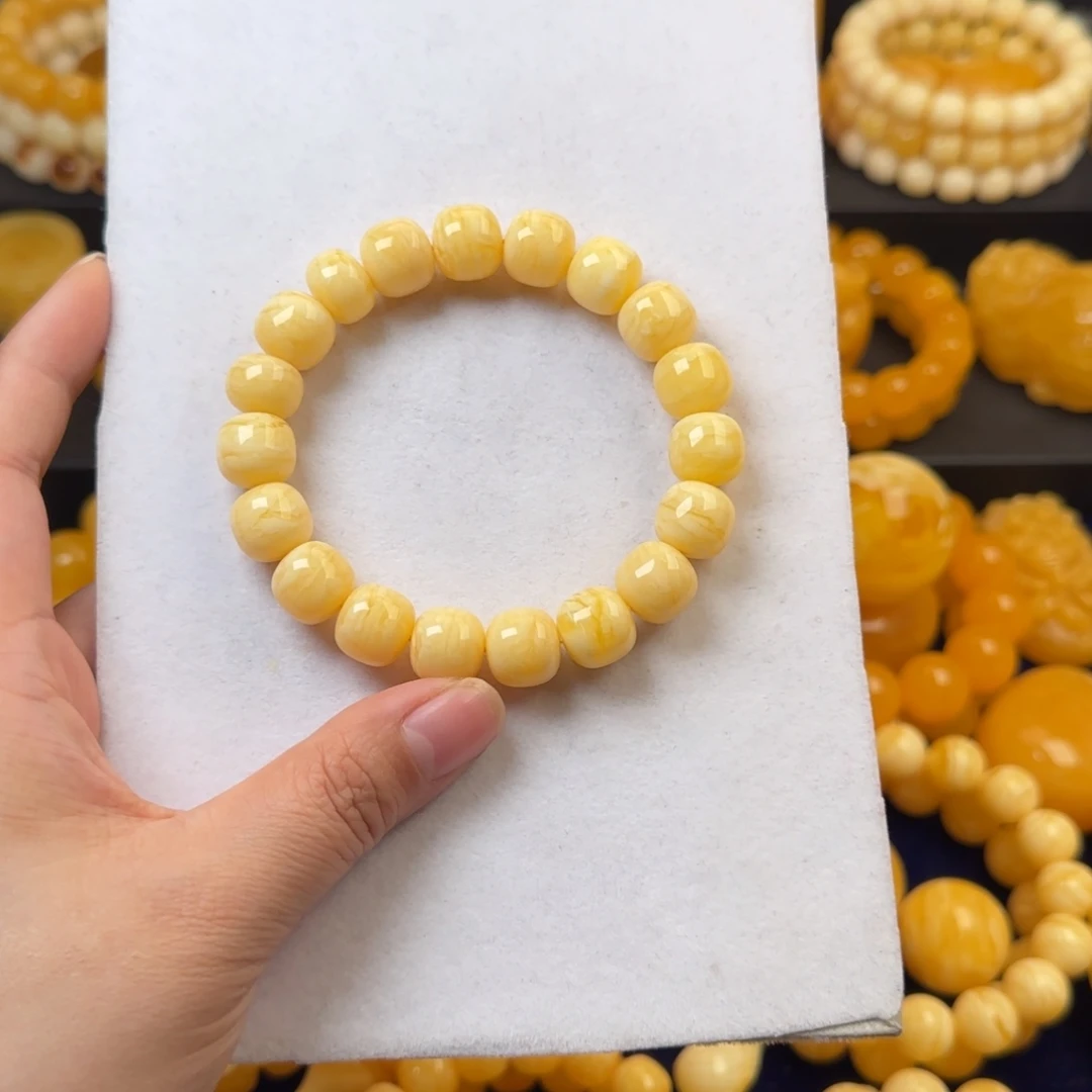 琥珀未镶嵌颈饰橘白花虎皮纹同料12