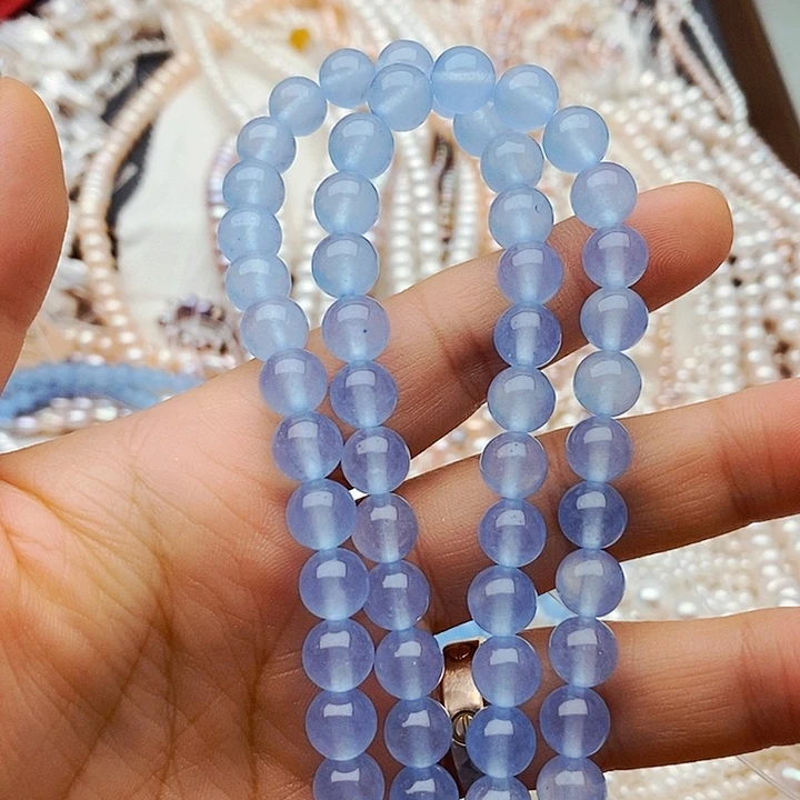 未镶嵌玛瑙/玉髓珠宝半成品一条8mm海兰宝半成品