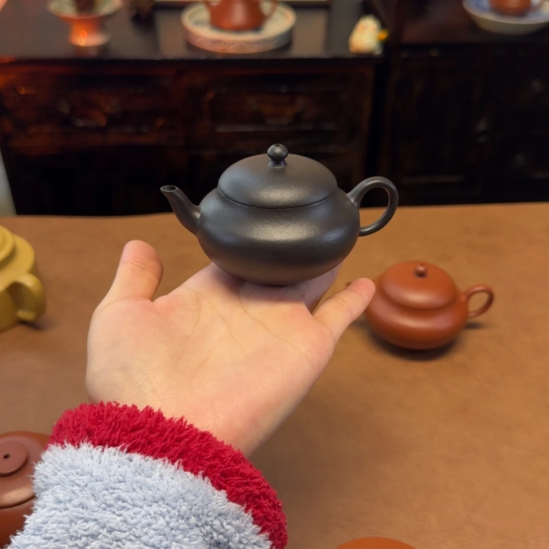 紫砂茶壶110cc，聚缘，小煤窑朱泥捂灰