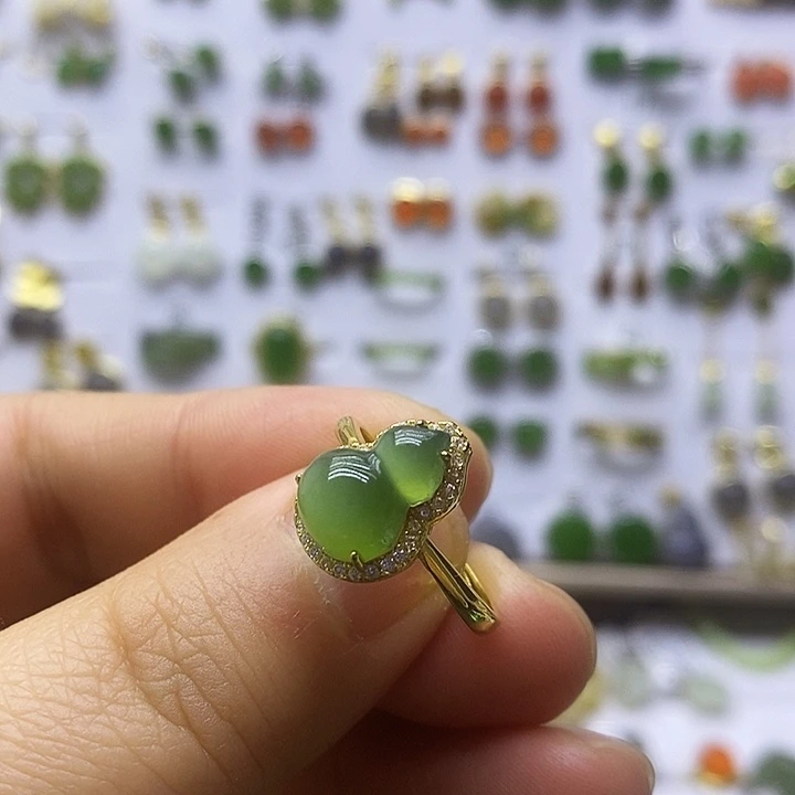 和田玉（碧玉）银S925镶嵌戒指