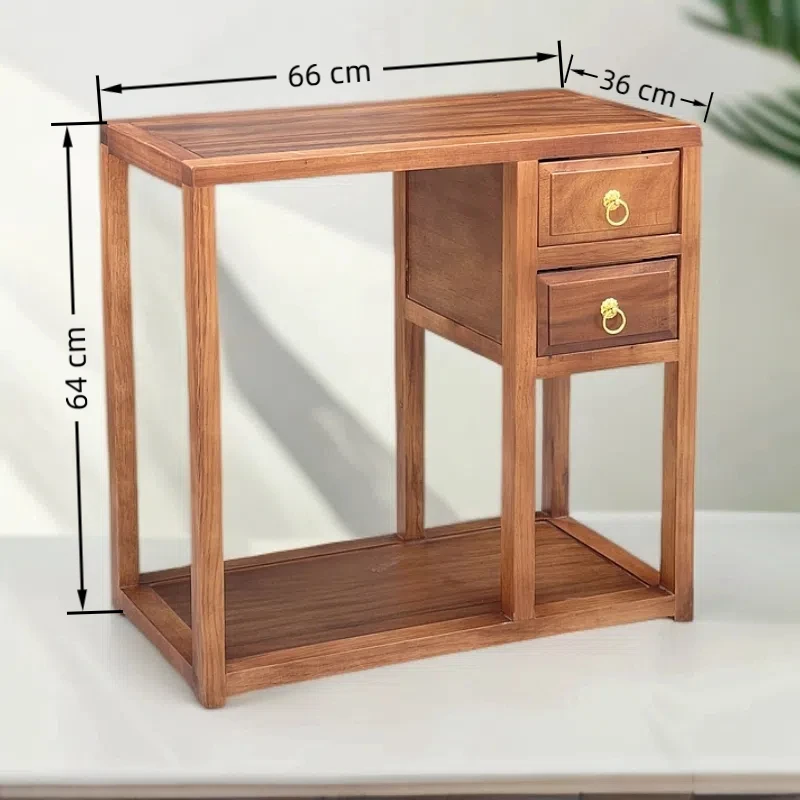 【胡桃木平面双抽茶水柜】 实木 家居边几 餐边柜 置物桌  茶几