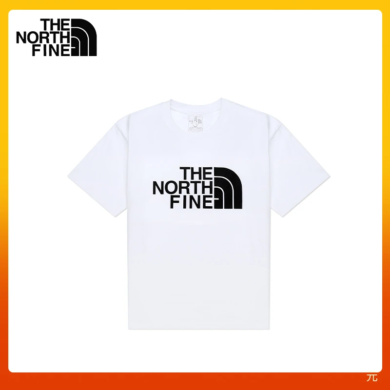 北面联名NORTHFINE舒适透气纯棉宽松圆领印花T恤男情北面的小山坡