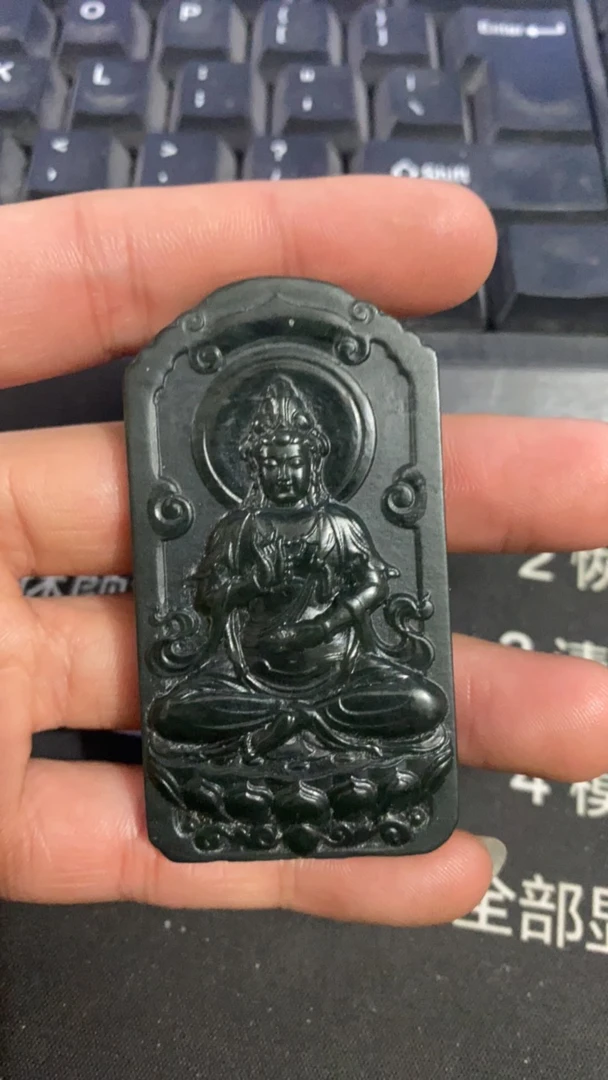 和田玉青玉观音牌