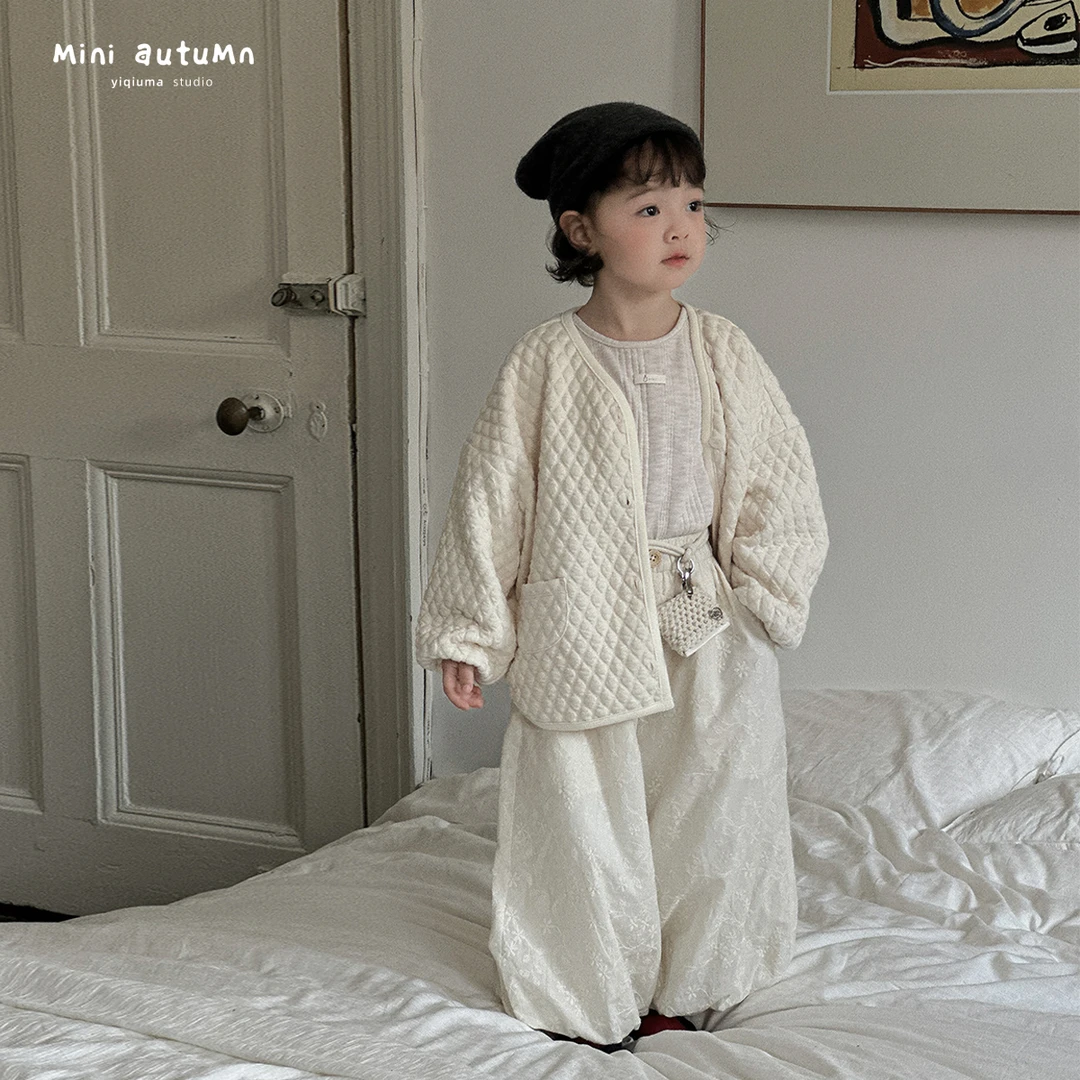 现货「MINI AUTUMN」【空心格】菱形格女小童宽松菱形外套BQ53128