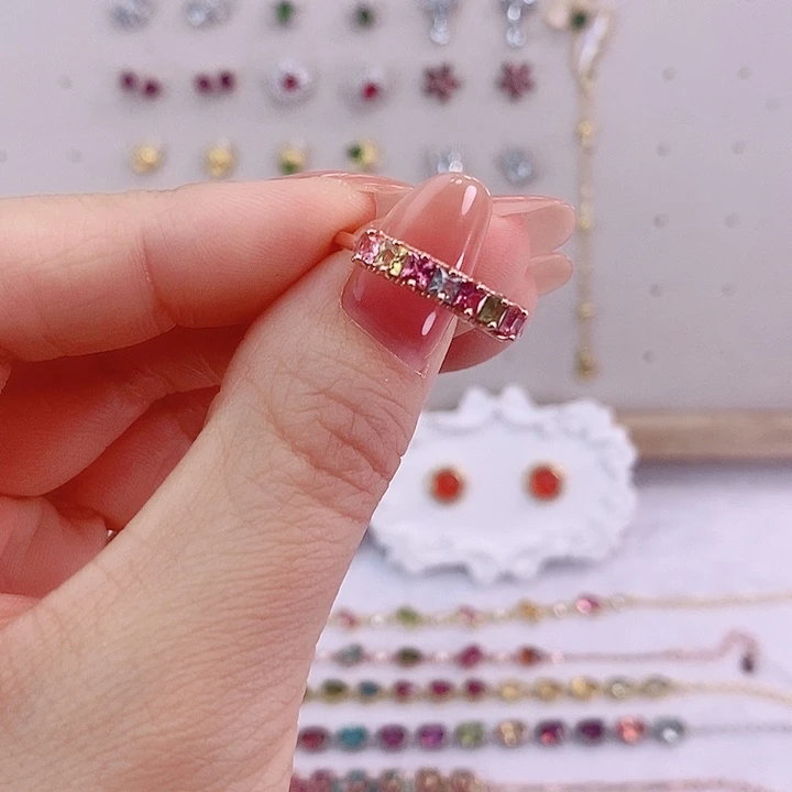 碧玺戒指银S925镶嵌戒指