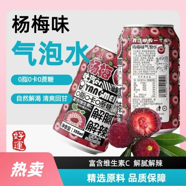 【新品上市！】杨梅味苏打气泡水0卡0糖0脂肪碳酸饮料解油解腻汽水