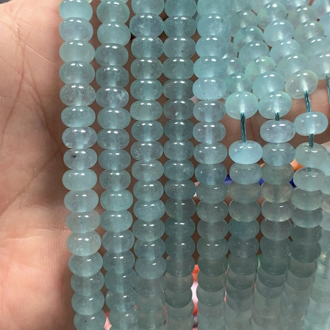 玛瑙/玉髓合金珠宝半成品海蓝宝算盘一条卡8mm