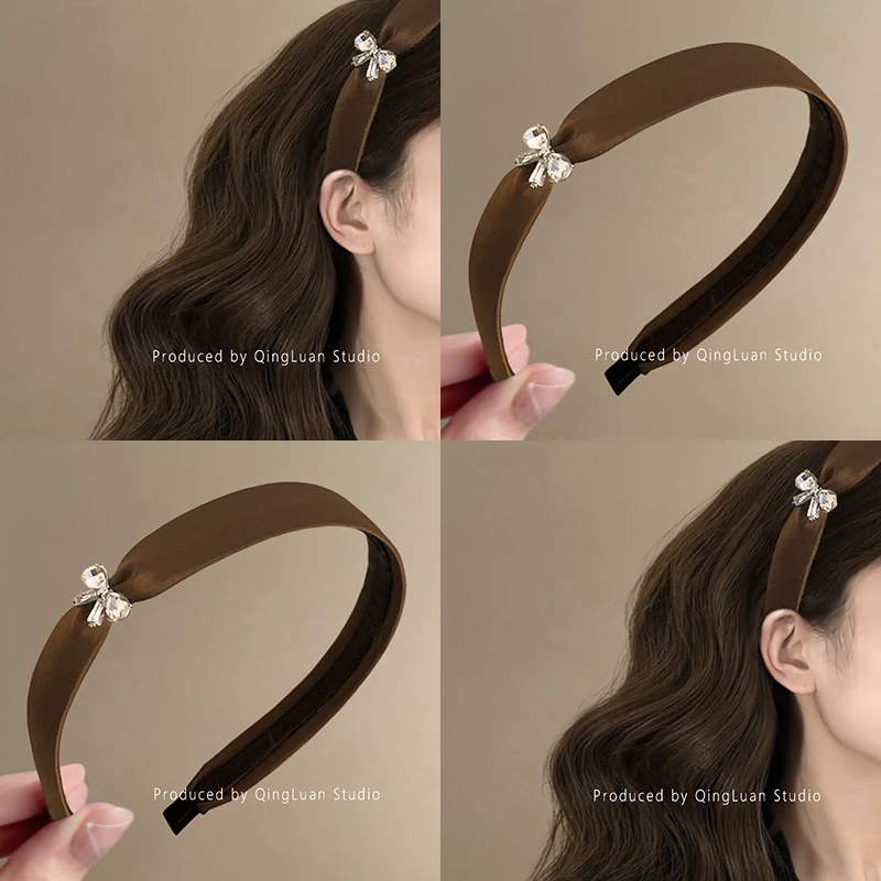 静奢藤咖~缎面高级感发箍女2025新款优雅蝴蝶结发旅头箍极简穿搭